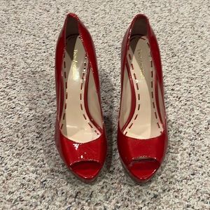 Ruby red pumps